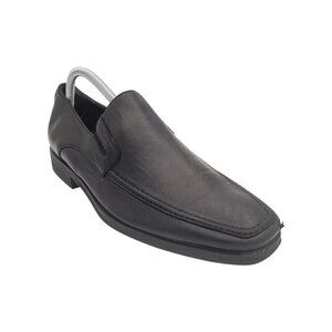 Monte Rosso Luca Dress Shoes Mens 8 W Italian Leather Black Slip On Loafers